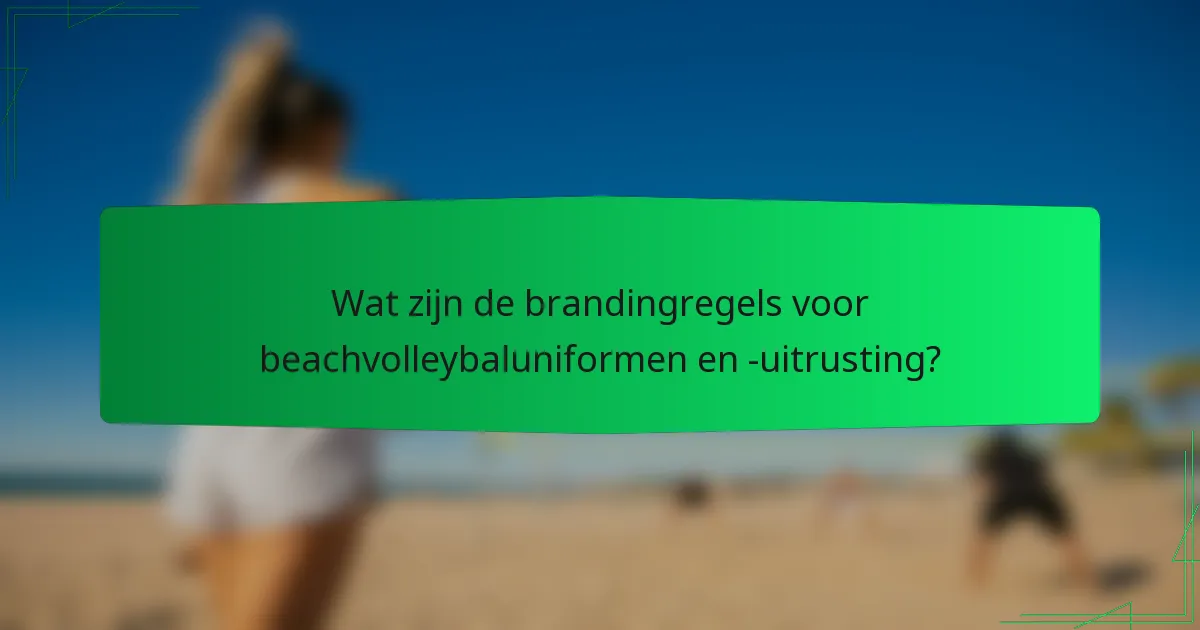 Wat zijn de brandingregels voor beachvolleybaluniformen en -uitrusting?